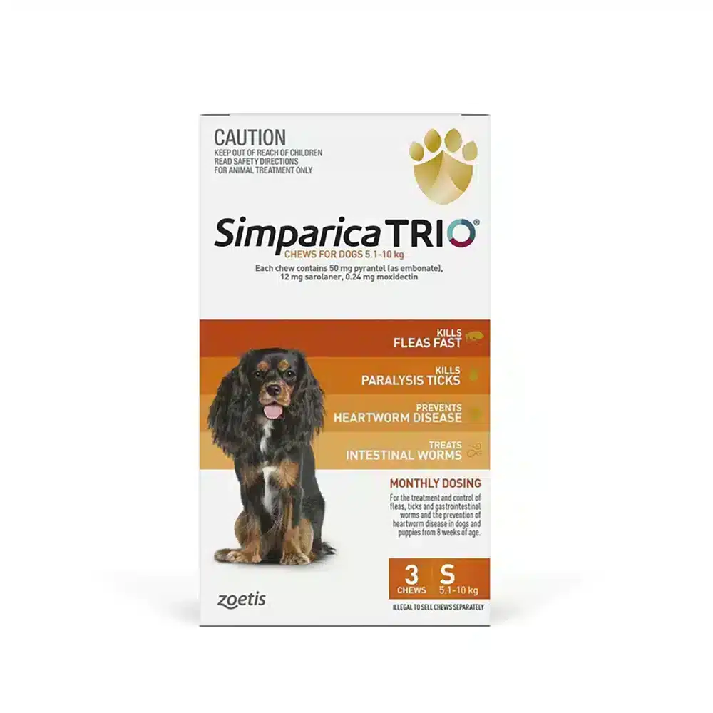 Simparica TRIO Orange For Small Dogs (5.1-10kg) 3 Pack