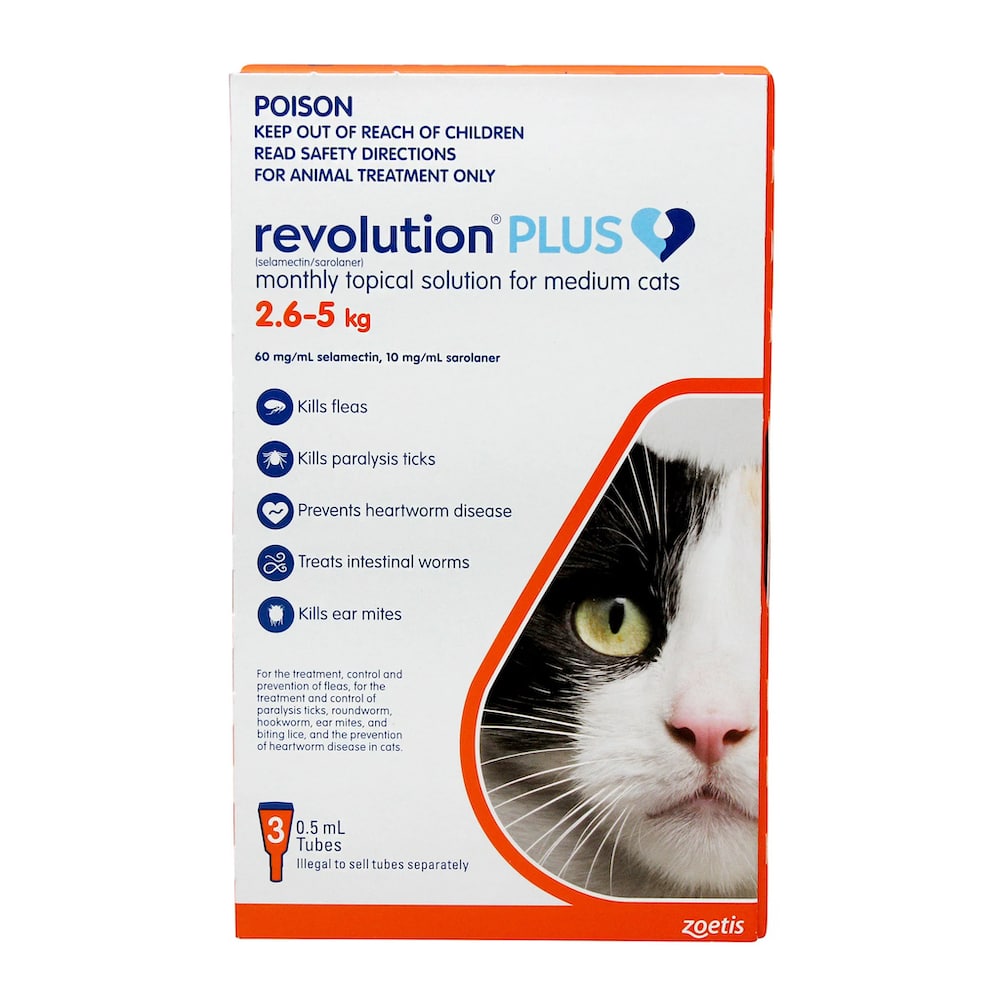 Revolution Plus Orange For Medium Cats (2.6-5kg) 3 Pack