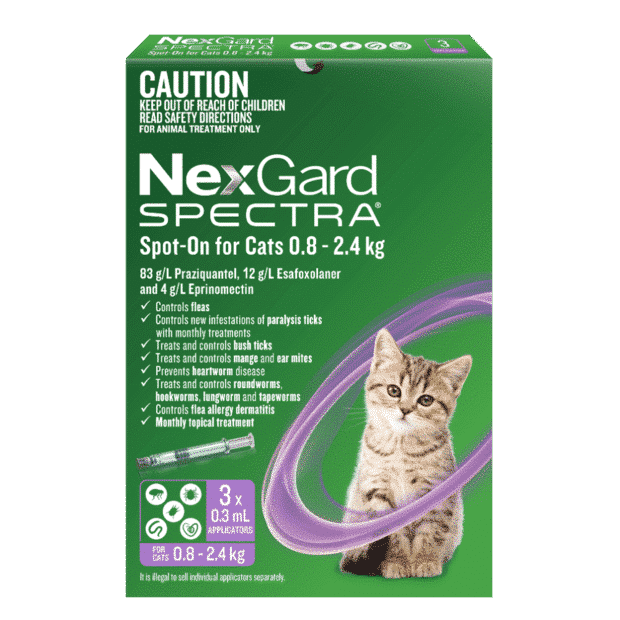 NexGard Spectra Spot-on Solution for Small Cats & Kittens 0.8kg - 2.4 kg 3 Packs
