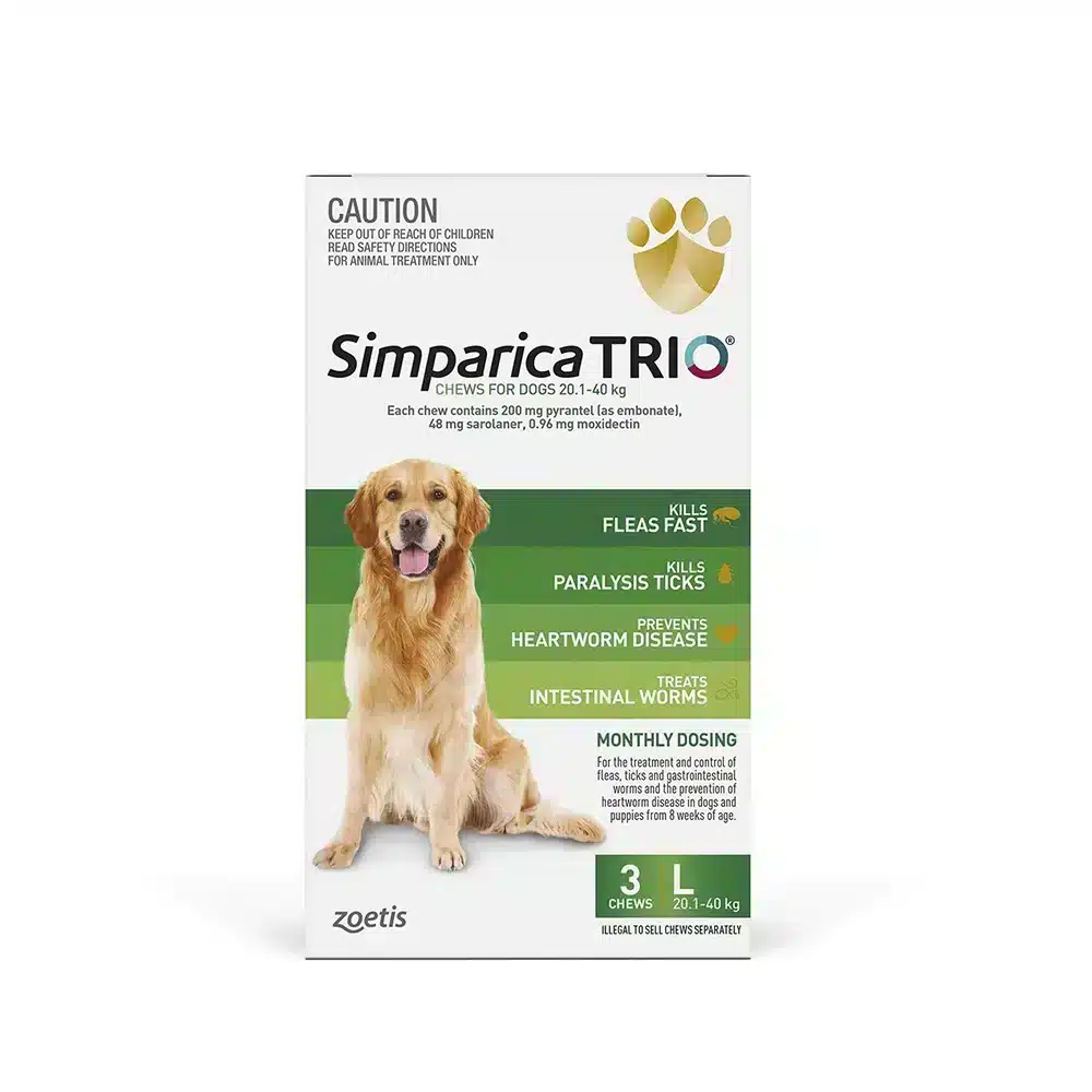 Simparica TRIO Green For Large Dogs (20.1-40kg) 3 Pack