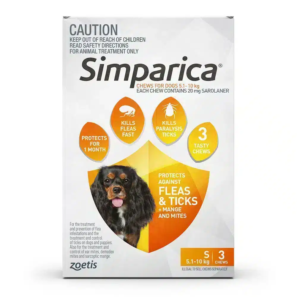 Simparica Orange For Small Dogs (5.1-10kg) 3 Pack