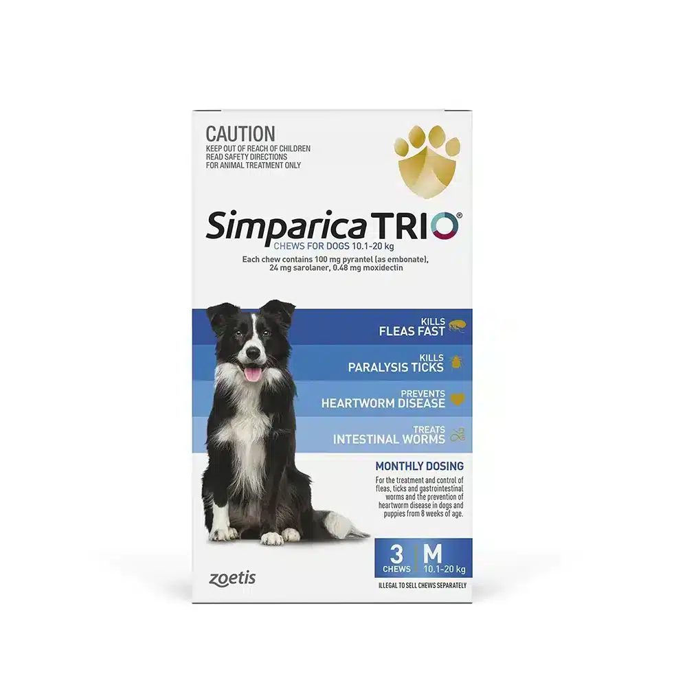 Simparica TRIO Blue For Medium Dogs (10.1-20kg) 3 Pack