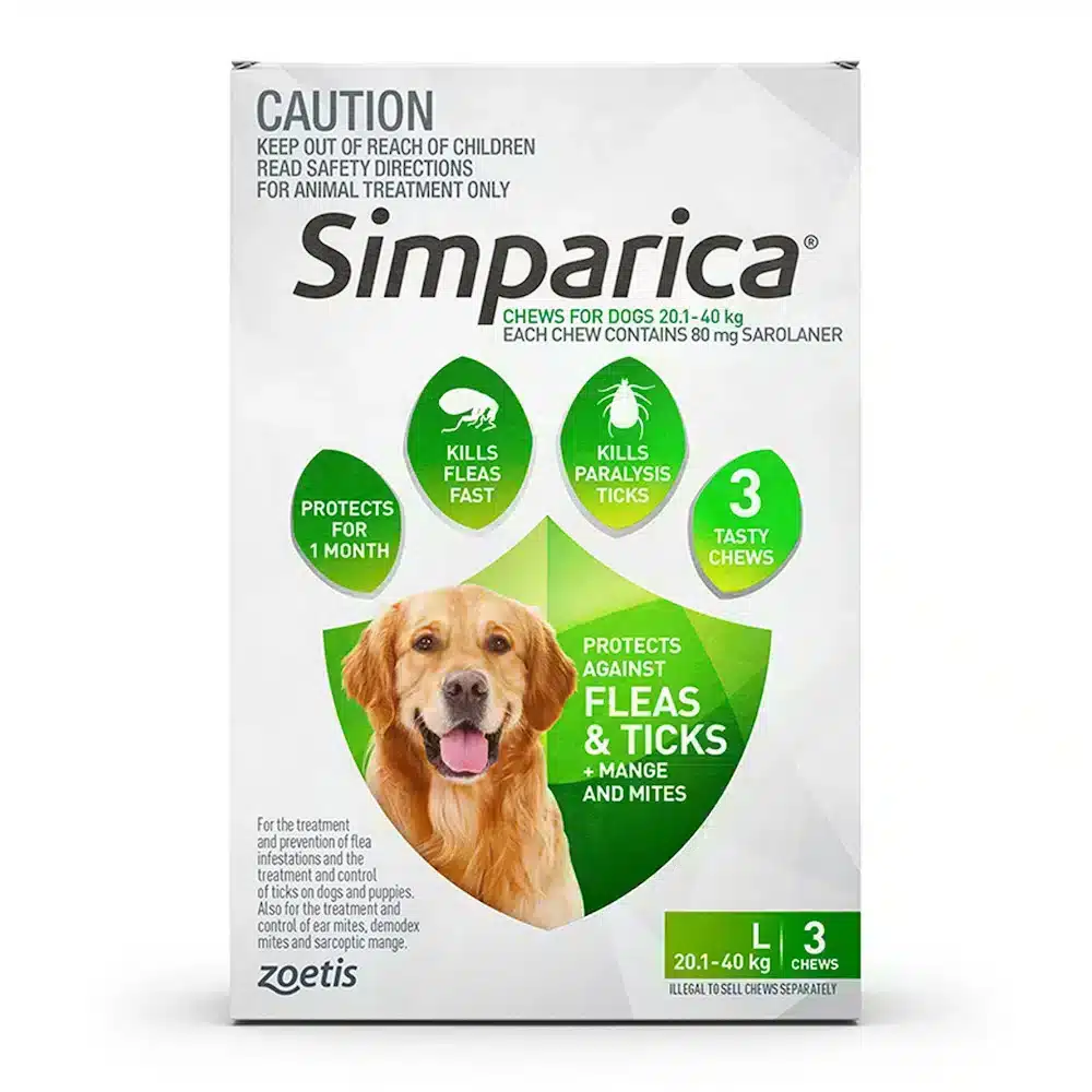 Simparica Green For Large Dogs (20.1-40kg) 3 Pack