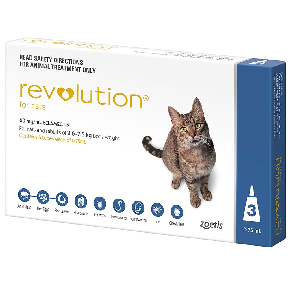 Revolution Blue For Cats (2.6-7.5Kg) 3 Pack
