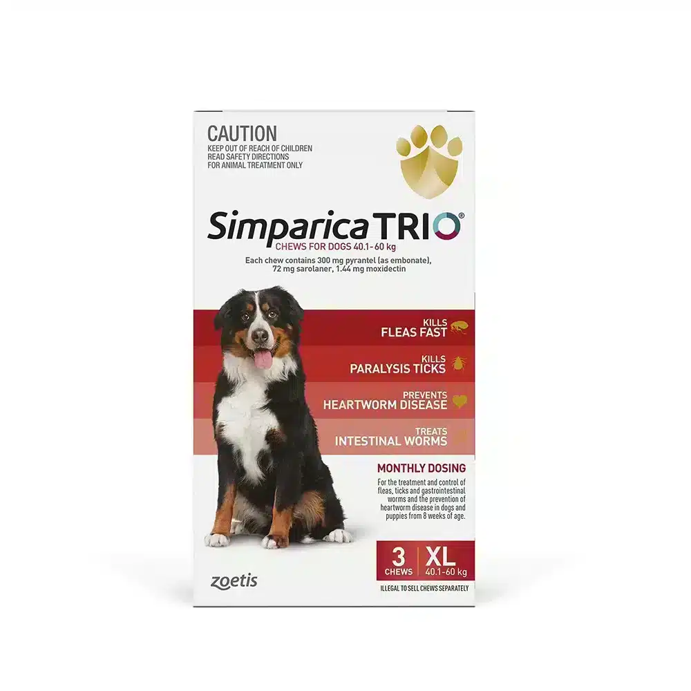 Simparica TRIO Red For Extra Large Dogs (40.1-60kg) 3 Pack