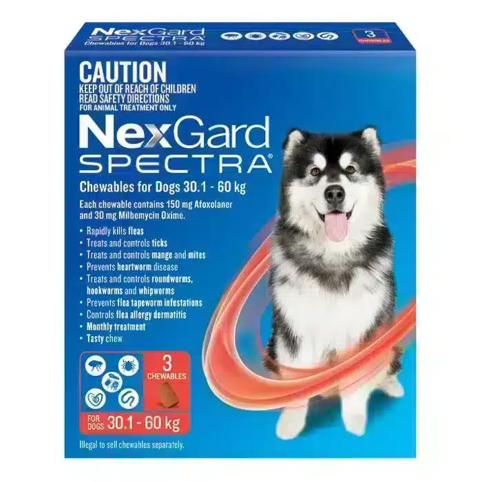 NexGard Spectra Very Large Dog 30.1kg - 60kg (Red) 3 Pack