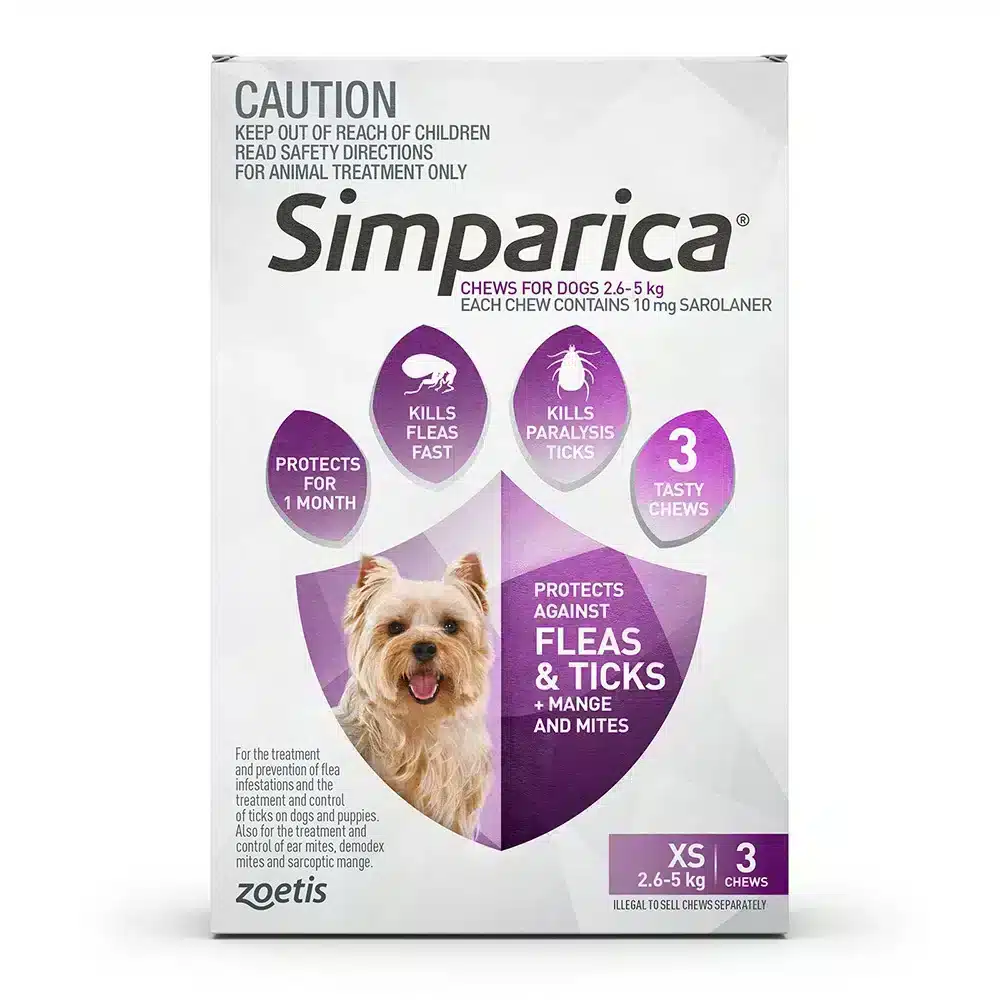 Simparica Purple For Extra Small Dogs (2.6-5kg) 3 Pack