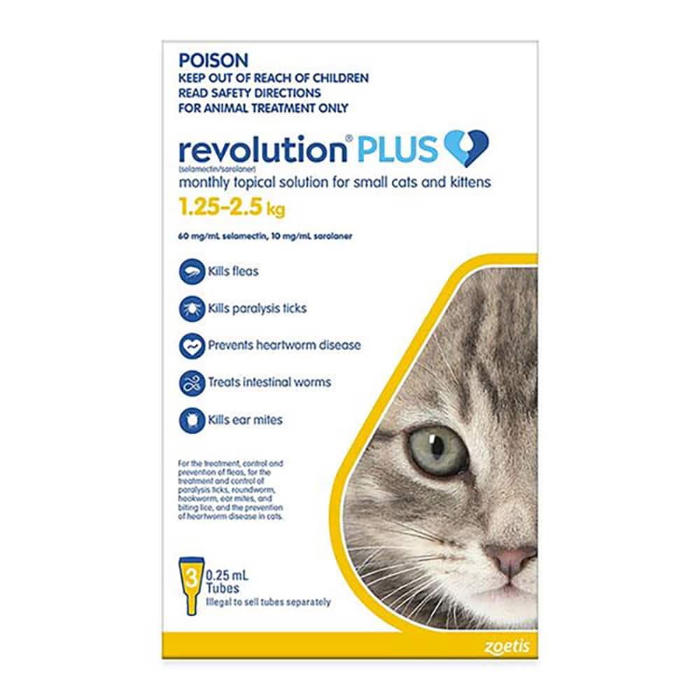 Revolution Plus Yellow For Small Cats and Kittens (1.25-2.5kg) 3 Pack