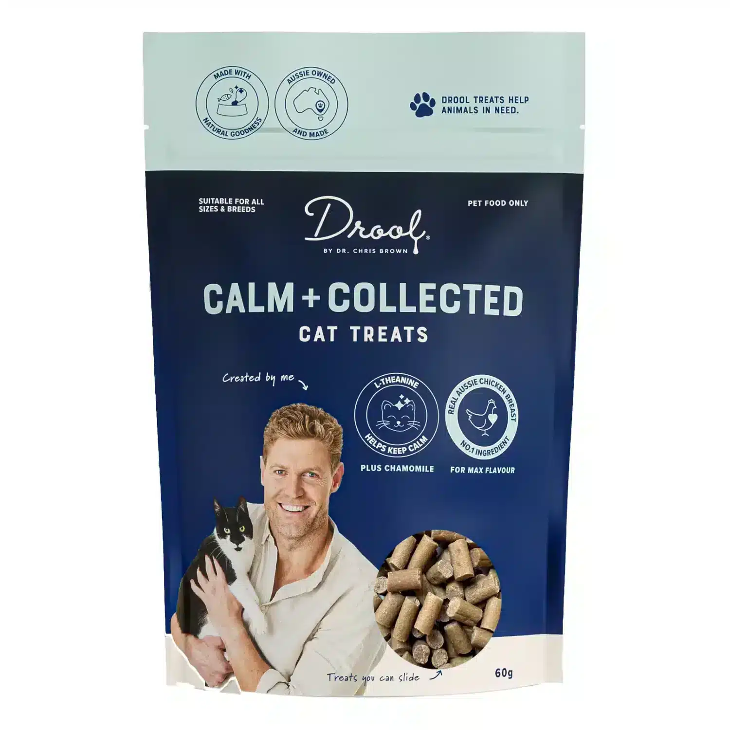 Drool by Dr Chris Brown Calm And Collected Cat Treats - 60g