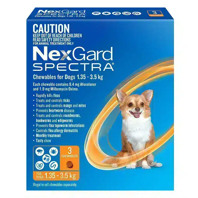 NexGard Spectra Very Small Dog 1.35kg - 3.5kg (Orange) 3 Pack